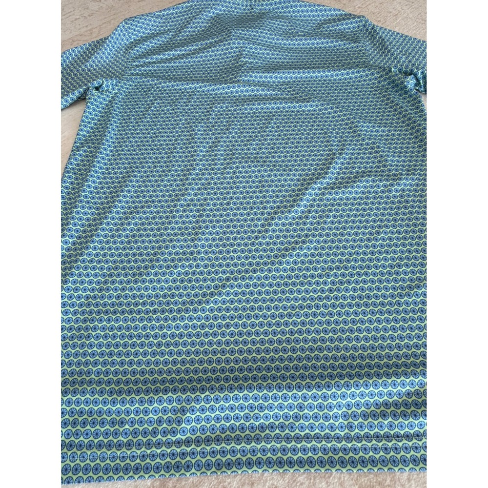 Turtleson Mens Performance Golf Polo Shirt Blue Green Geometric Print Size M - Picture 8 of 9